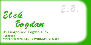 elek bogdan business card
