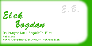 elek bogdan business card